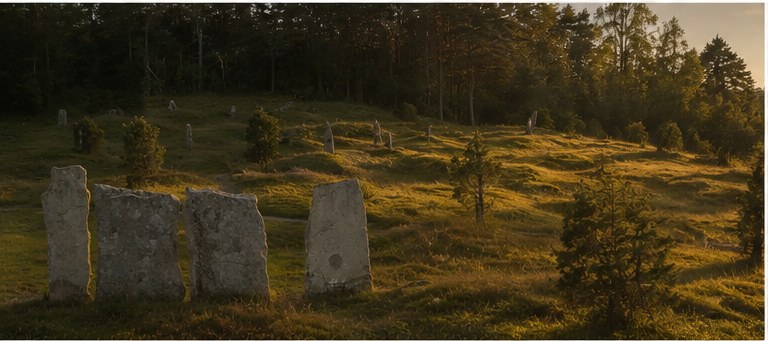 Stillsamt vatten i nordiskt landskap