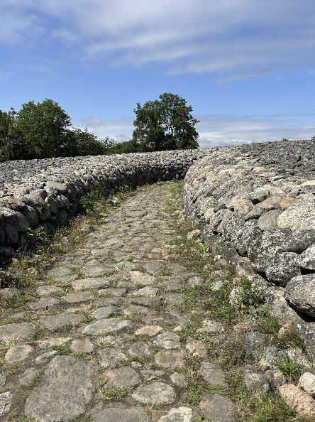 Den stenlagda gången in mot gravkammaren i Kungagraven i Kivik