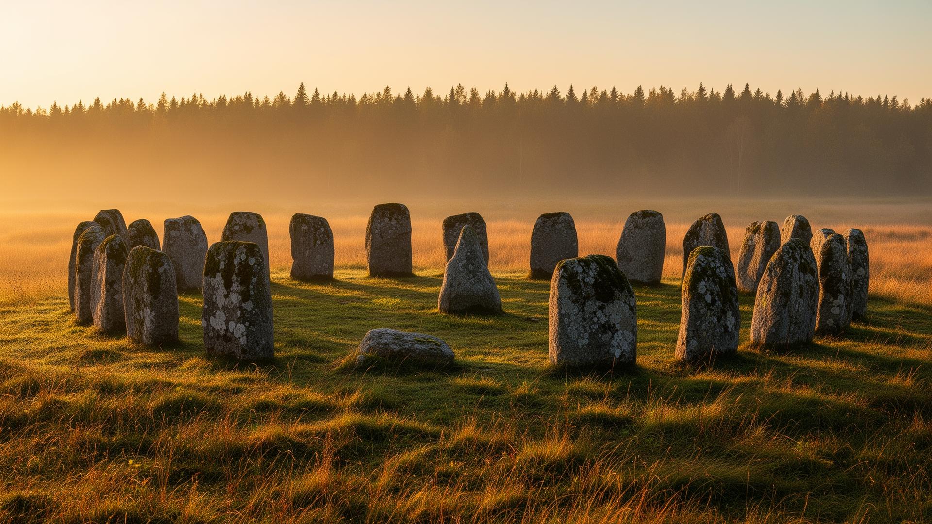Stencirkel i öppet landskap